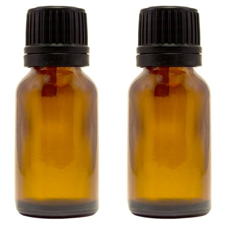 - Amber Glass Bottle - 15 ml (1/2 fl oz) w/ Euro Dropper & Tamper-Evident Cap - Pack of 2