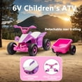 thumbnail image 5 of iRerts Kids Ride on ATV, 6V Ride on Toys with Trailer, Music, USB and LED Lights, Battery Powered Kids Electric Quad Car, Kids Ride on Cars for Toddlers Boys Girls Gifts, Pink, 5 of 8