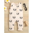 thumbnail image 2 of Franhais Newborn Baby Sleeveless Romper, Panda Printed Button Round Neck Overalls, Casual Simple Jumpsuit, 2 of 9