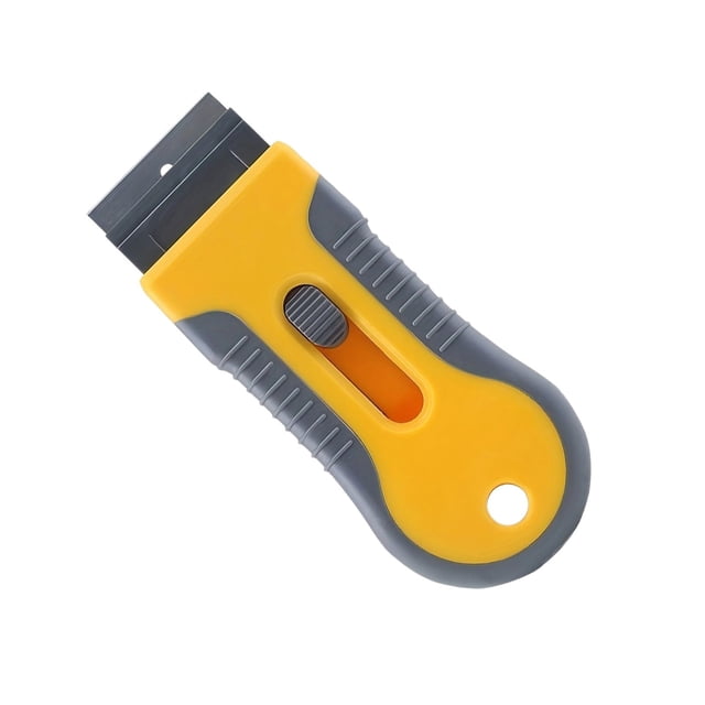 BINGLI Razor Blade Scraper Tool, Anti-Slip Ergonomic Handle Design, Razor Scraper for Cleaning Window, Paint, Oven, Glass, Stove Yellow