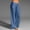 Blue, variant on Women Casual Solid Cotton Linen Elastic Waist Drawstring Long Wide Leg Pants