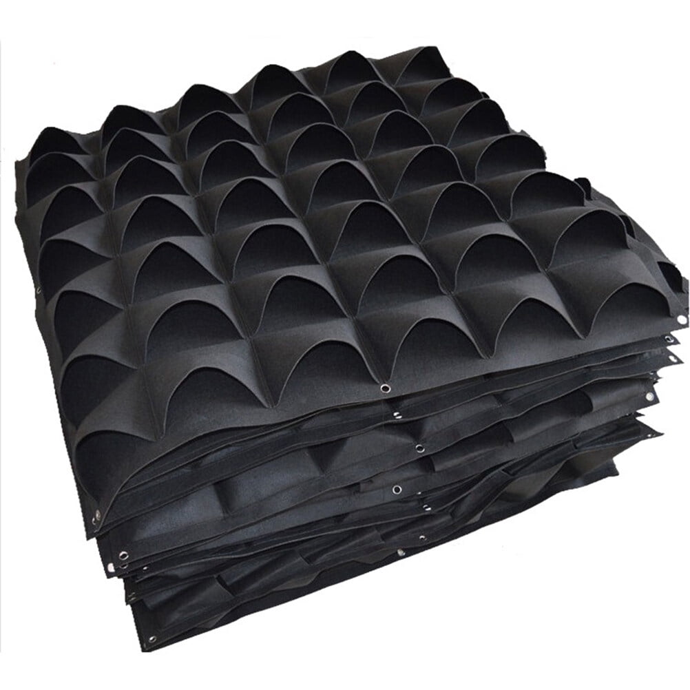 Soimiss Black Wall Mounted Planting Pouch Made of Stretchy Non Woven Felt for Growing Plants