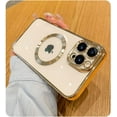 thumbnail image 7 of For Apple iPhone 14 Pro Max (6.7") Magnetic Hybrid Clear Plating Chrome & Camera Protection Compatible with Magsafe Phone Case Cover by Xpression - Gold, 7 of 7