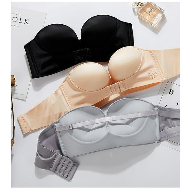 TheFound Female Brassiere, Solid Color Strapless Bra Underwear Boob Tube  Top 