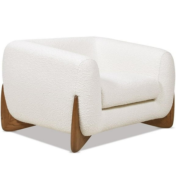 Pemberly Row Contemporary 43.5" Arm Chair Ivory White Boucle