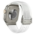 thumbnail image 3 of Watch Band for Apple Watch Ultra 2 Band 49mm 45mm 44mm 42mm, Men Luxury Rugged Silicone Rubber Strap with Metal Connector & Folding Clasp for iWatch Ultra Series 9 8 7 6 5 4 3 2 1 SE, 3 of 6
