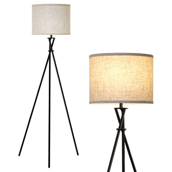 NATYSWAN Black Tripod Floor Lamp, Mid Century Standing Lamp for Living Room,61" Tall Floor Lamp with Beige Shade for Bedroom, Home Office
