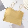 thumbnail image 2 of MDUKONU Womens Scalloped Bulit Iin Self Bra Crop Tank Tops Spaghetti Strap Sleeveless Versatile Summer Going Out Tee Shirts Size: One Size Khaki, 2 of 3
