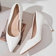 thumbnail image 4 of DADAWEN Women's Pumps Stiletto Heels Pointed Toe White Wedding Dressy Shoes 7 US, 4 of 6