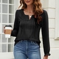 thumbnail image 4 of Women's Long Sleeve Tops Dressy Casual Shrug Ruffle Sleeve Tunic Shirts V Neck Blouses Solid Ladies Shirts Black,L, 4 of 6