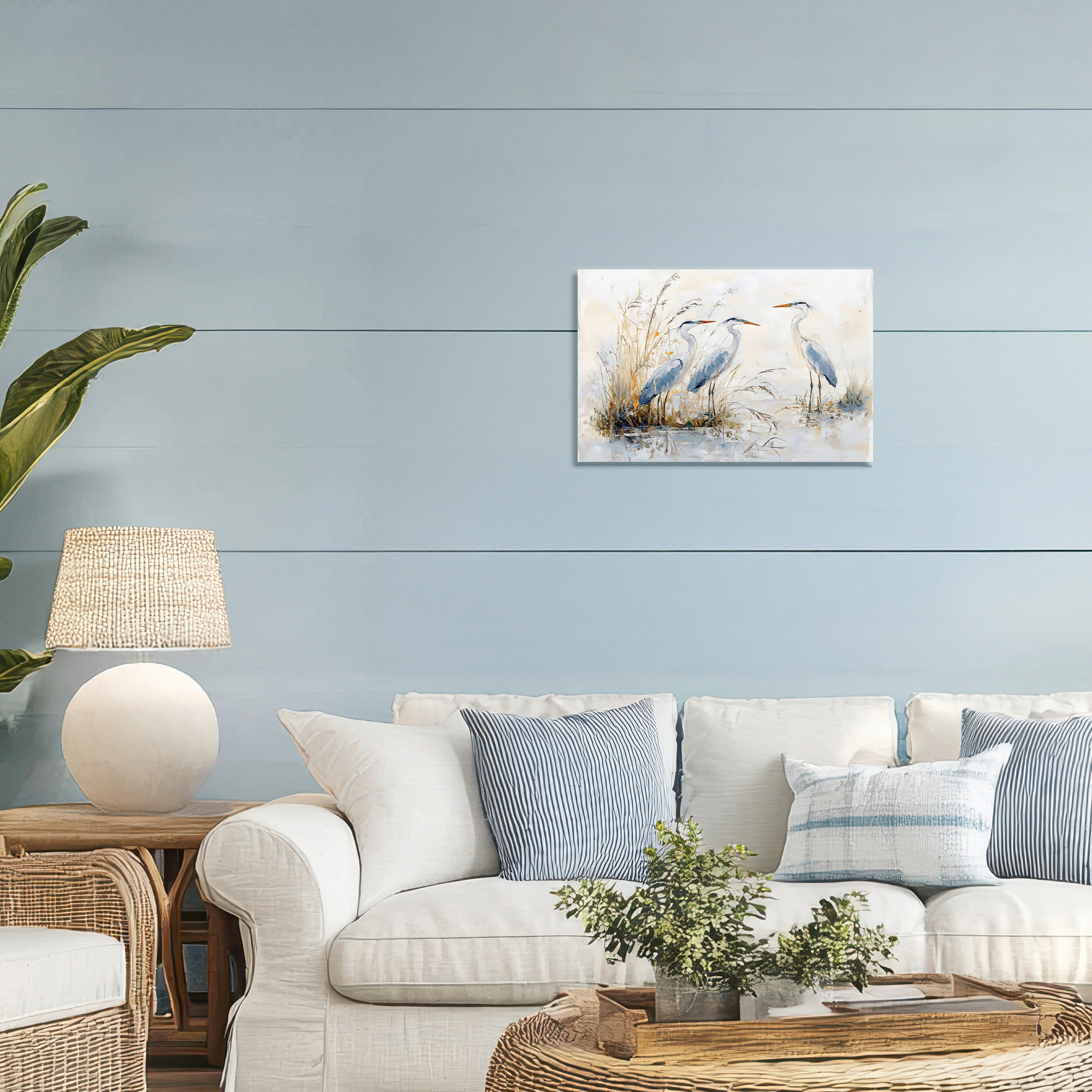 Stupell Industries Blue Heron Trio in Wetlands Canvas Wall Art, design by LSR Design Studio