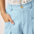 thumbnail image 3 of ClodeEU Women's High Waisted Linen Blend Pants with Pockets ,Casual Long Trousers Blue,Women's Plus L, 3 of 7
