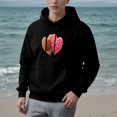 thumbnail image 2 of Women's Long Sleeve Hoodie Pullover with Pockets - Colorful Heart Design: Brown Bite Mark Pink Print and Subtle Patterns, 2 of 7