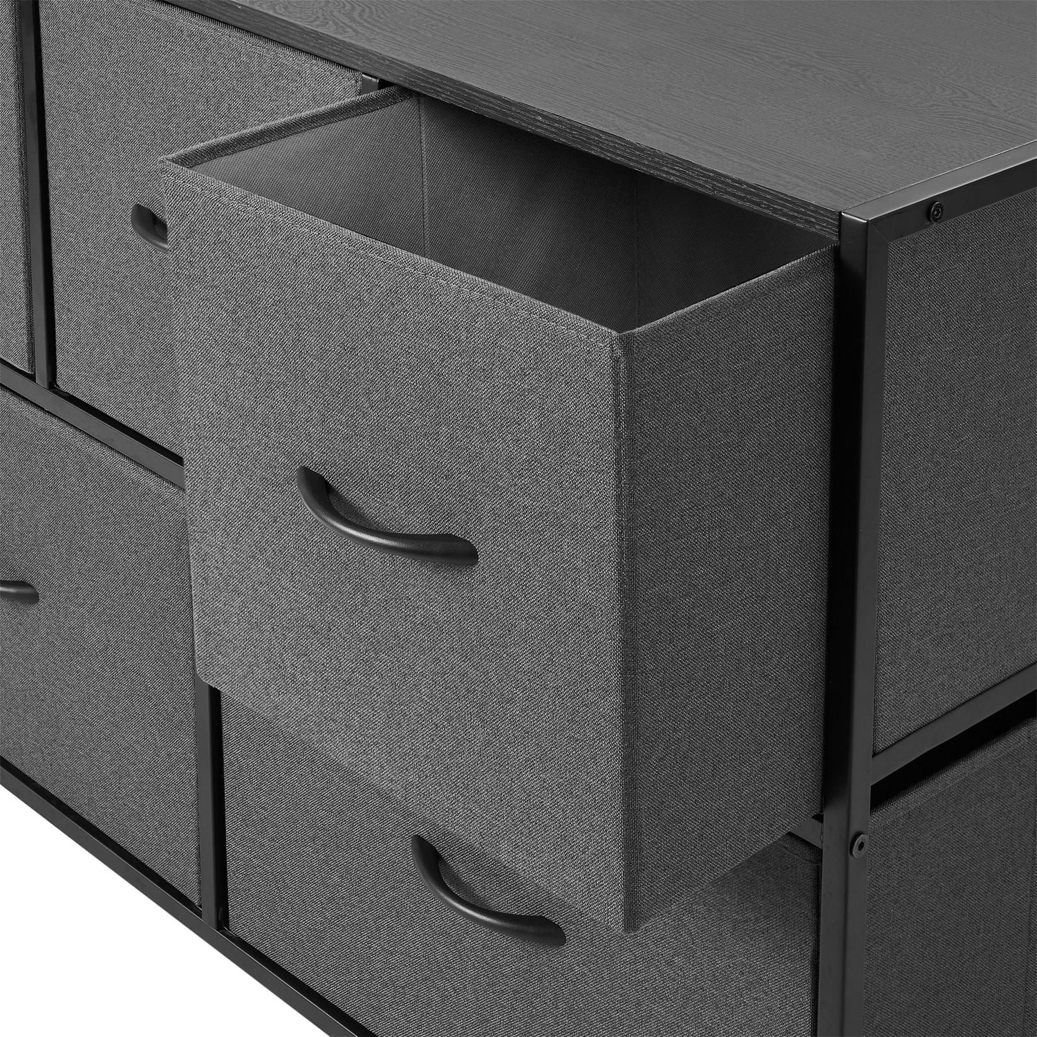 Mainstays 5 Drawer Horizontal Fabric Dresser, Grey