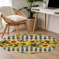 thumbnail image 5 of Sunflower Large Area Rugs for Bedroom Living Room, Soft Non Slip Carpet Bedside Rug, Rustic Brown Country Star Black Checkered Round Floor Cover Kitchen Accent Rug 3.3' for Dining Room/Office, 5 of 9