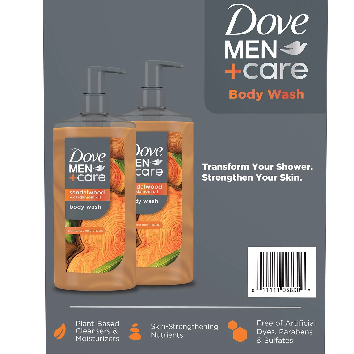 Dove Men+Care Sandalwood Body Wash, 26 Fluid Ounce (Pack of 2)