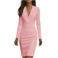 thumbnail image 2 of ClodeEU Women's Sexy Blazer Collar Bodycon Dress,Slim Pencil Skirt Dress ,Work Dresses Business Outfits Pink,Womens Plus XL, 2 of 6