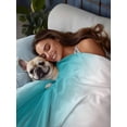 thumbnail image 3 of Turquoise Gray Ombre Full Size Flat Sheet, Wrinkleproof & Fadeproof Cooling Flat Bed Sheet Only, Farmhouse Teal Gradient Modern Art Breathable Soft Bedding Top Sheets 81 x 96 Inches, 3 of 8
