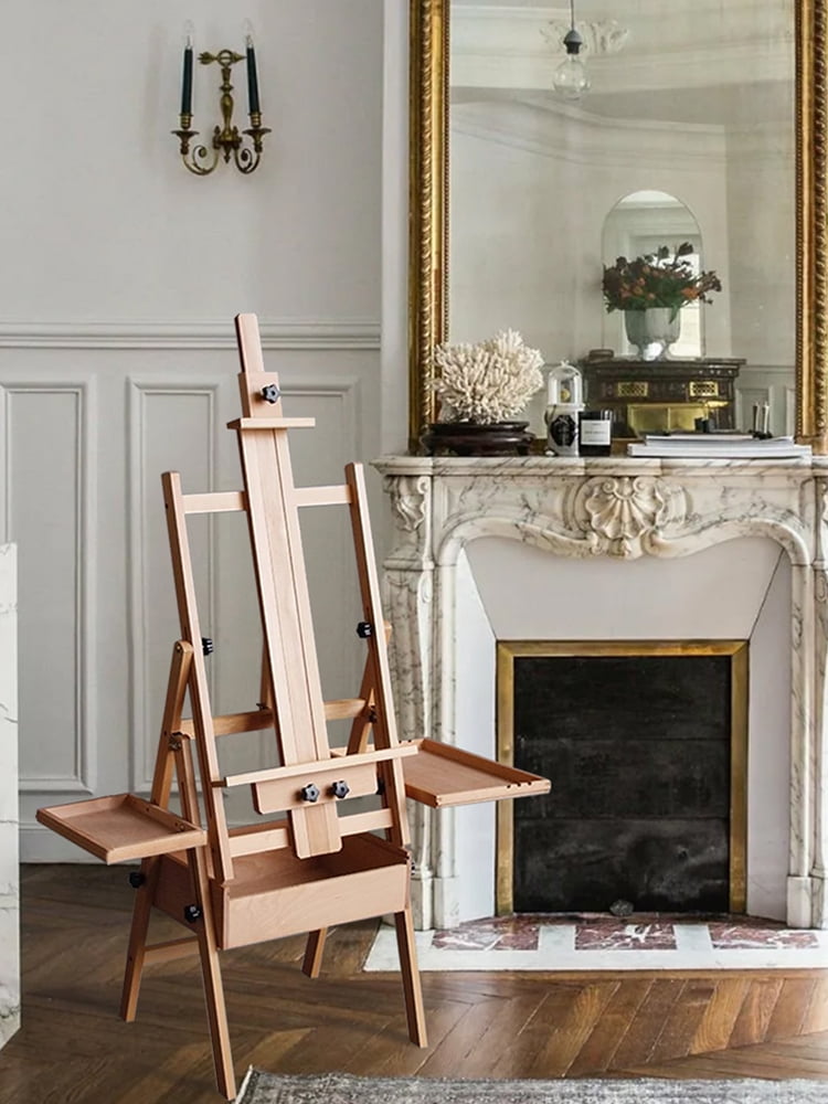 Qiyester Beech Multi-Function Easel, Foldable and Adjustable Height , Oil Painting Easel Suitable for Sketching and Oil Painting