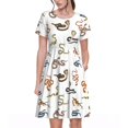 thumbnail image 1 of Bixox Robe d'Été à Manches Courtes pour Femmes Robe Ample Longueur Genou avec Poches-Serpent, 1 of 7
