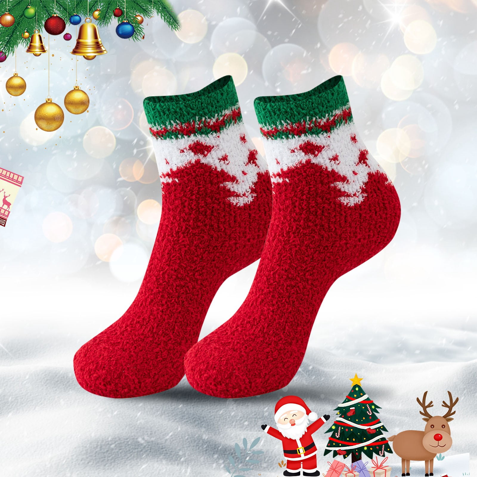Lot Chaussettes Chaudes Noël Femme Homme - Coton, Polyester, Élasthanne | Taille 35-43 | Modèles Décontractés | Cadeau Festif - 13