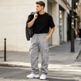 thumbnail image 6 of Hearthz Men’s Soft Breathable Cargo Sweatpants Drawstring Elastic Waist Men Baggy Sweatpants Lightweight Gym Athletic Workout Trousers Pants for Men with Pockets Light Gray XXL, 6 of 9