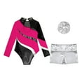 thumbnail image 4 of YONGHS Kids Girls Rhinestone Gymnastic Dance Leotard Tumbling Bodysuit with Shorts Scrunchies Set Hot Pink 10, 4 of 7