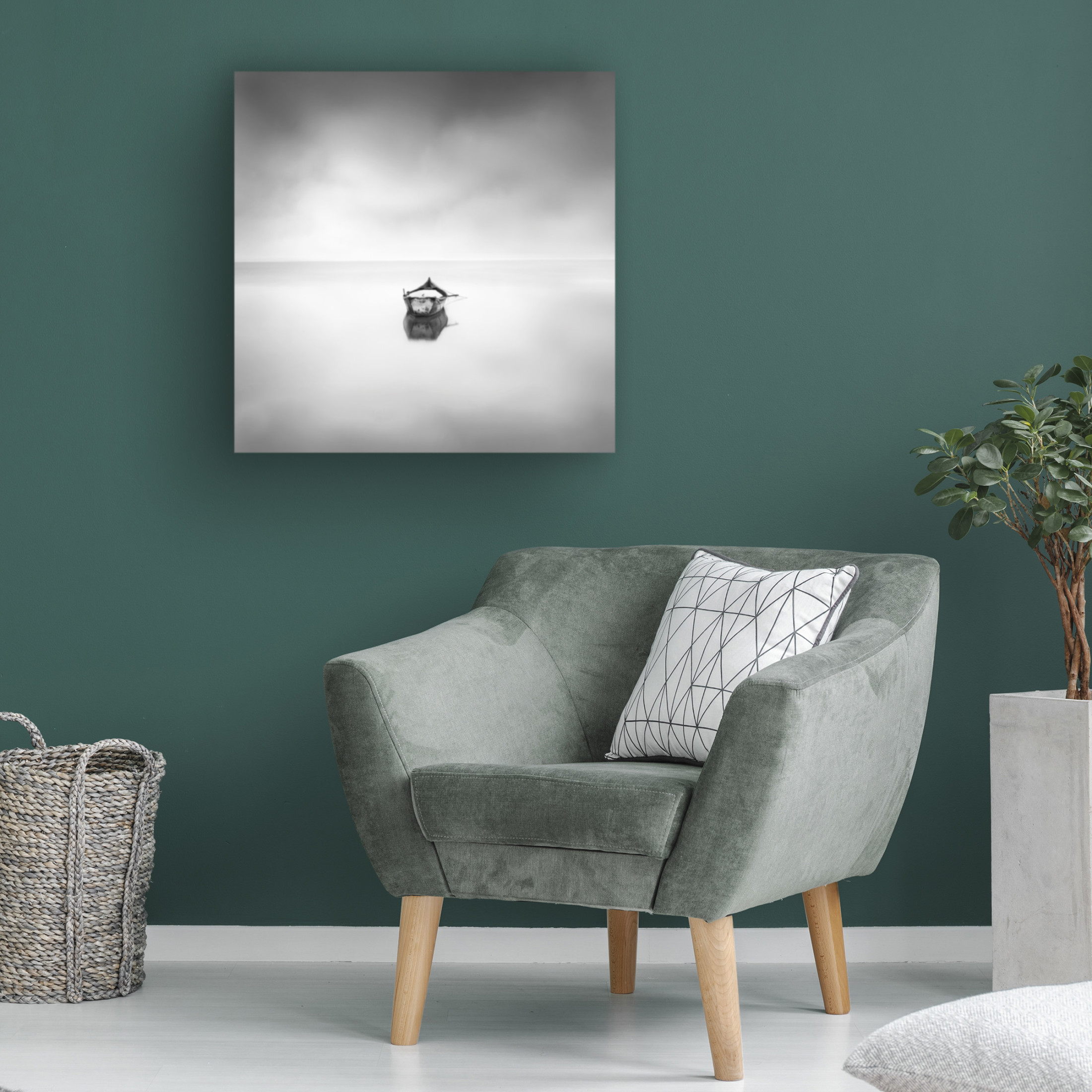 Canvas Wall Art - George Digalakis 'Lonely Boat' Wall Art for Living Room, Bedroom, or Office D?cor by Trademark Fine Art - 35 x 35 Inches