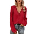 thumbnail image 2 of Lilgiuy Women's Fashion Casual Top Loose Lace Comfortable Long Sleeve Solid Color Blouse Warm Outwear Clothes, 2 of 5