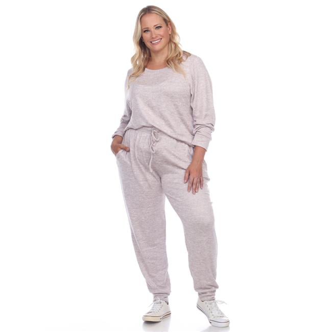 ellos Womens Plus Size Marled Knit Jogger Pants Pajama Bottoms 