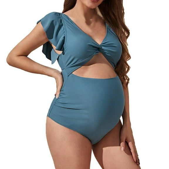 MSJUHEG Maternity Tankini Swimsuit,Maternity Swim,Maternity Swimsuit Two Piece,Maternity Bikini,Maternity Bathing Suit,Bathing Suit for Women,Maternity Sets Blue L