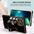 thumbnail image 2 of Compatible with iPhone 13 Pro Max Case with Strap Women Girls, Cute Luxury Gold Heart Pattern, Soft TPU Shockproof Loop Plating Protective Square Case Cover for iPhone 13 Pro Max 6.7 in-Black, 2 of 12