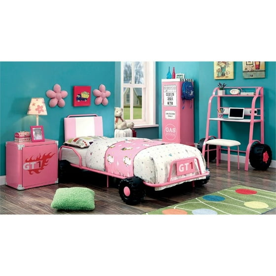 Furniture Of America Ramirez Race Car Bedroom Set In Pink