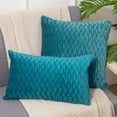 thumbnail image 2 of Nvzi 2 fundas de almohada de terciopelo plisado de color liso. Clásicas y atemporales, fundas de almohada sencillas de color puro, que combinan con cualquier cama. 45 x 45 cm (azul claro)., 2 of 5