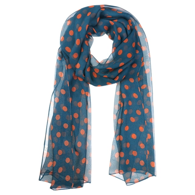 INSPIRAR CHIC Bufanda de Chiffon con Lunares de los Años 50 para Mujeres, Chal de Cabeza Larga Suave y Ligera Retro para Todas las Temporadas 70.9"x27.6" Verde Oscuro