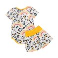thumbnail image 2 of Gibobby Mameluco niña Traje de pantalones para niñas pequeñas Manga corta Cuello redondo Estampado de leopardo Tops Pantalones cortos de verano(Amarillo, 6-9 Meses), 2 of 5