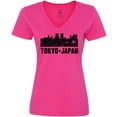 thumbnail image 3 of Inktastic Tokyo Japan City Skyline with Grunge Women's V-Neck T-Shirt, 3 of 5