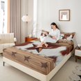 thumbnail image 4 of Homewish Western Texas Stars 4 Pieces Queen Sheet Sets For Adults Boys Girls,Cow Print Ultra Soft Flat Sheet,Retro Rustic Cabin Queen Fitted Sheet,Luxury Bedroom Decor, 4 of 7
