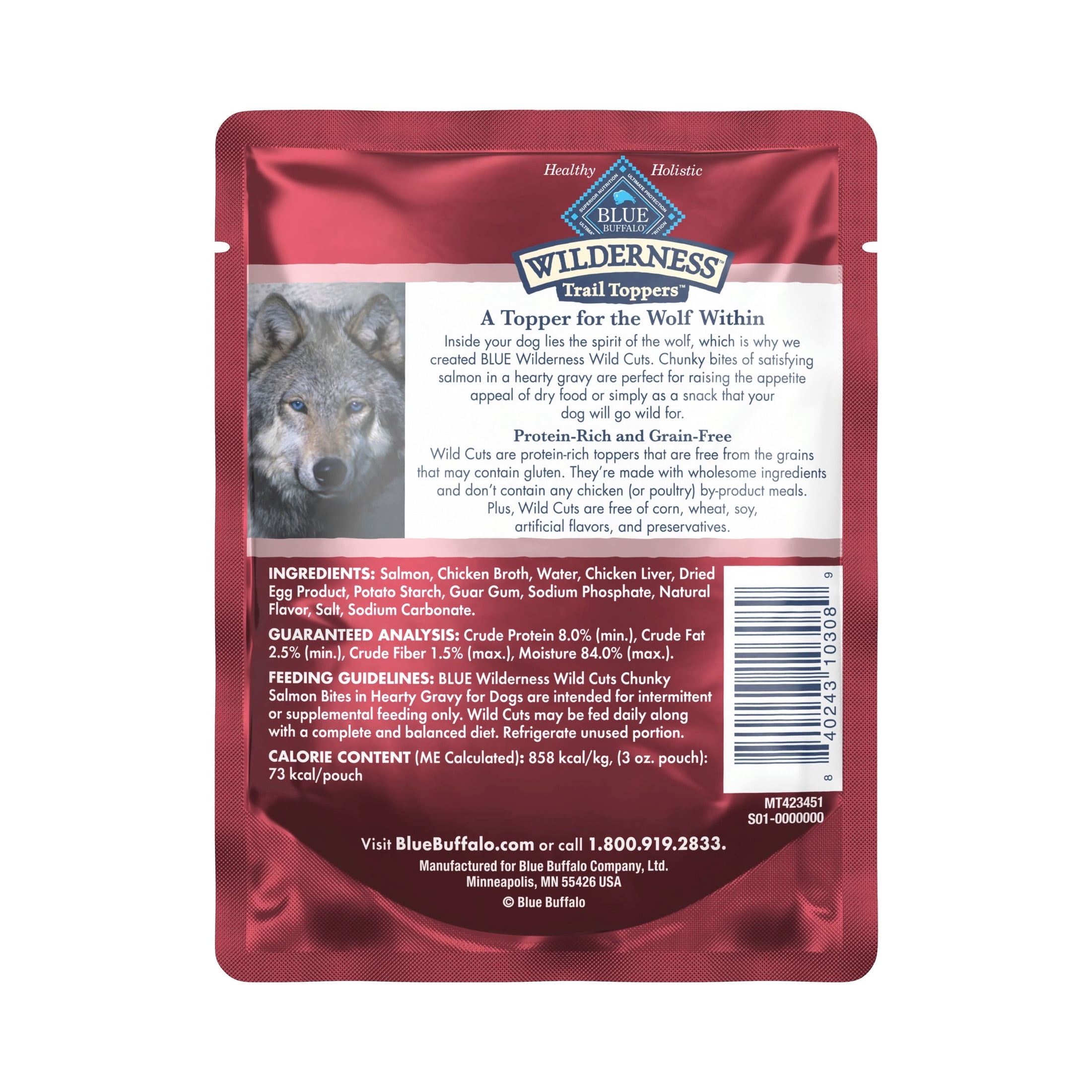 Blue Buffalo Wilderness Trail Toppers Wild Cuts Wet Dog Food, Salmon, 3oz Pouch