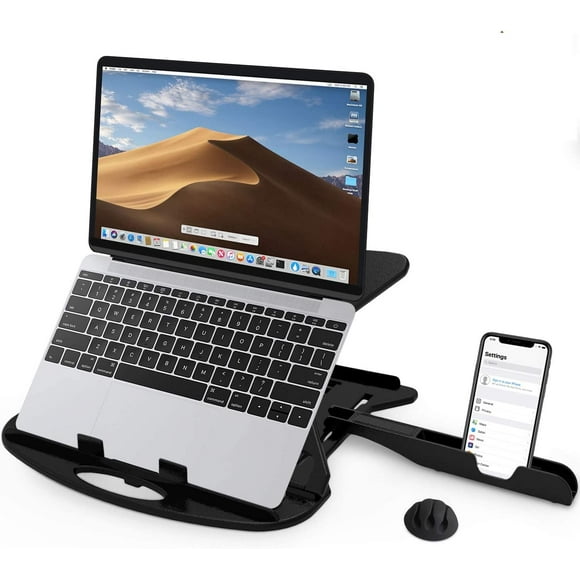 Carnation Adjustable Laptop Stand for Desk with Phone Stand and Cable Clip - 7 Height Options - Swivel Base - Portable,