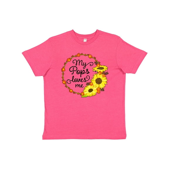 Inktastic My Pops Loves Me with Sunflower Wreath Youth T-Shirt