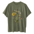 thumbnail image 6 of LEBONYARD Womens Summer Tops Shirts,Women's Fashion Summer Round Neck Drop Sleeves Leisure Short Sleeve Flower Printing Tops Army Green XXL, 6 of 6