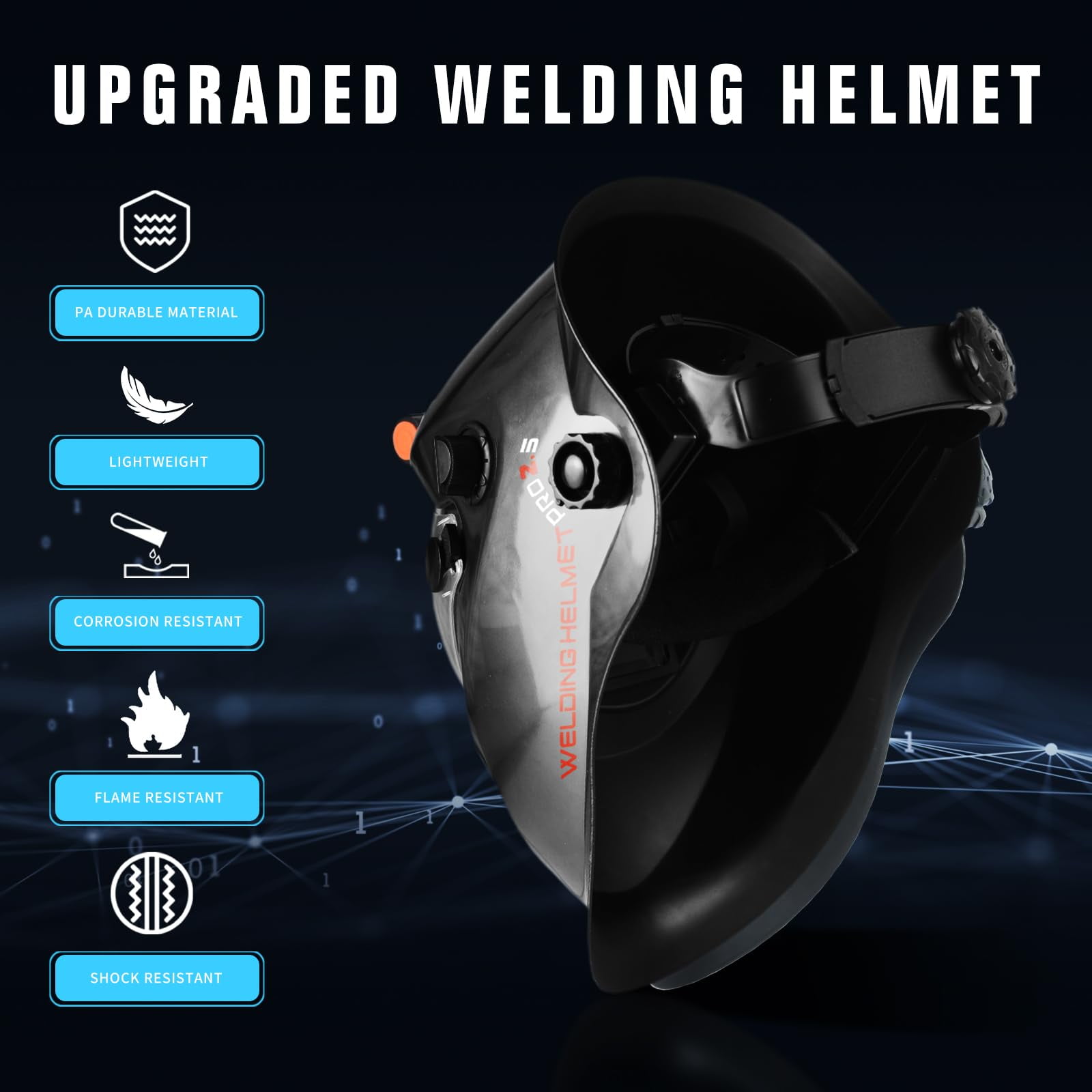 Auto Darkening Welding Helmet with Light Solar Powered True Color Welding Hood 2 Arc Sensor Wide Shade 9-13 Welding Mask with Extra Grinding Mode Weld Helmet