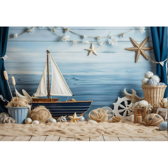 Mehofond Boho Seaside Boat Pirate Photography Backdrop Boy Birthday Party Baby Shower Cake Smash r Background Photo studio