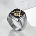 thumbnail image 3 of MayiaHey Gold Masonic Biker Ring, Compass and Square Ring for Men, Punk Freemason Ring Hip Hop Masonic Biker Jewelry, Rock Masonic Signet Ring Retro Masonic Symbol Ring Mater Mason Ring, 3 of 5