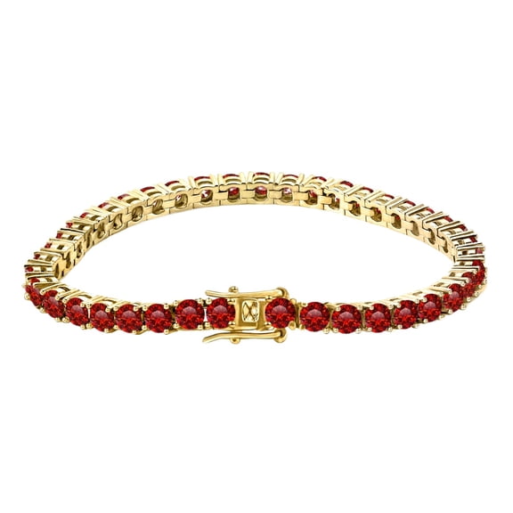 Red 0.3 Carat Moissanite Tennis Bracelets for Women Mens Diamond Bracelet 18K Gold Plated 4MM Tennis Bracelet for Women Bridal Bracelets for Wedding