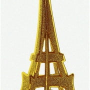 Golden Parisian Elegance: 3-D Eiffel Tower Centerpiece, 12" Tall. Sparkling Gold Glittered French Themed Party Decor for a Glamorous Paris France Table Setting.