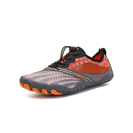 

Sanviglor Womens Mens Aqua Socks Quick Dry Beach Shoe Barefoot Water Shoes Yoga Lightweight Anti-Slip Sneakers Comfort Drawstring Orange 5.5
