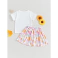 thumbnail image 4 of Bagilaanoe 2Pcs Toddler Baby Girl Sister Matching Outfits Letter Print Short Sleeve T-Shirts Tops + Flower Skirts 6M 12M 18M 24M 3T 4T 5T Kids Summer Skirt Set, 4 of 9