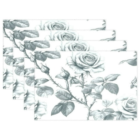 

Ryvnso Placemats Set of 4 Flower Watercolor Dining Mats Heat-Resistant Non-Slip Washable Table Mat